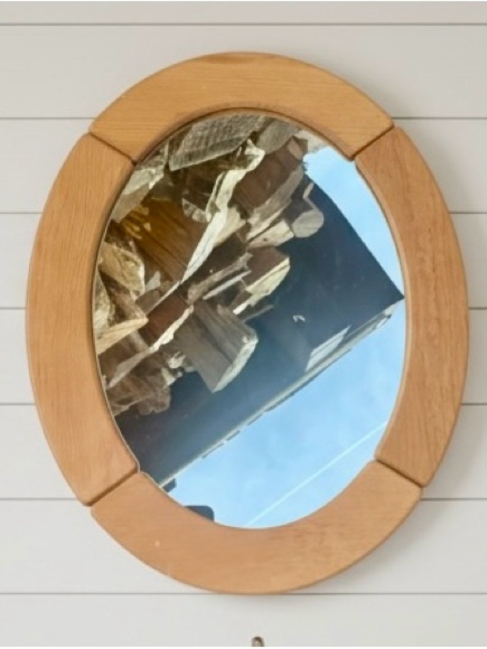 Rare Vintage Swedish Pine Framed Mirror